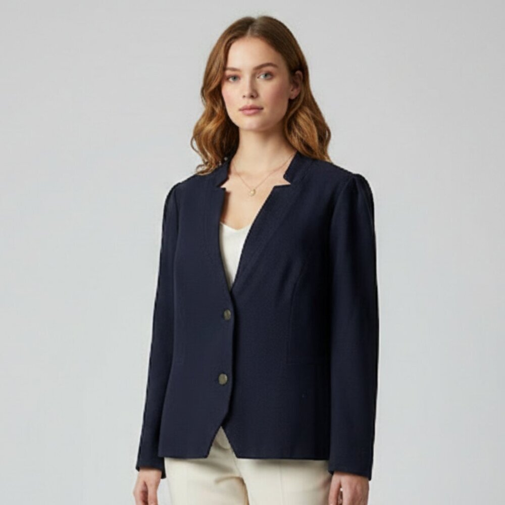 Boden Navy Blue Cotton Blend Blazer - Size US 12 / UK 16